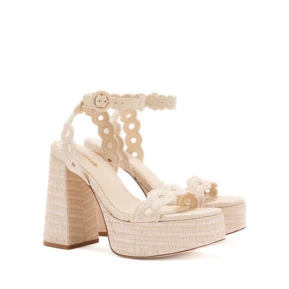 Larroudé Dolly Broderie Slip On Sandals - 8 - Picture 1 of 8